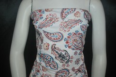 Modal Spandex Knit Jersey Fabric turkish paisley Print on White by the yard 9 oz