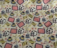 Teacups and Cats Cotton Black & White Kitties Fabric Insight 3 YDS + 11″ x 44″ W