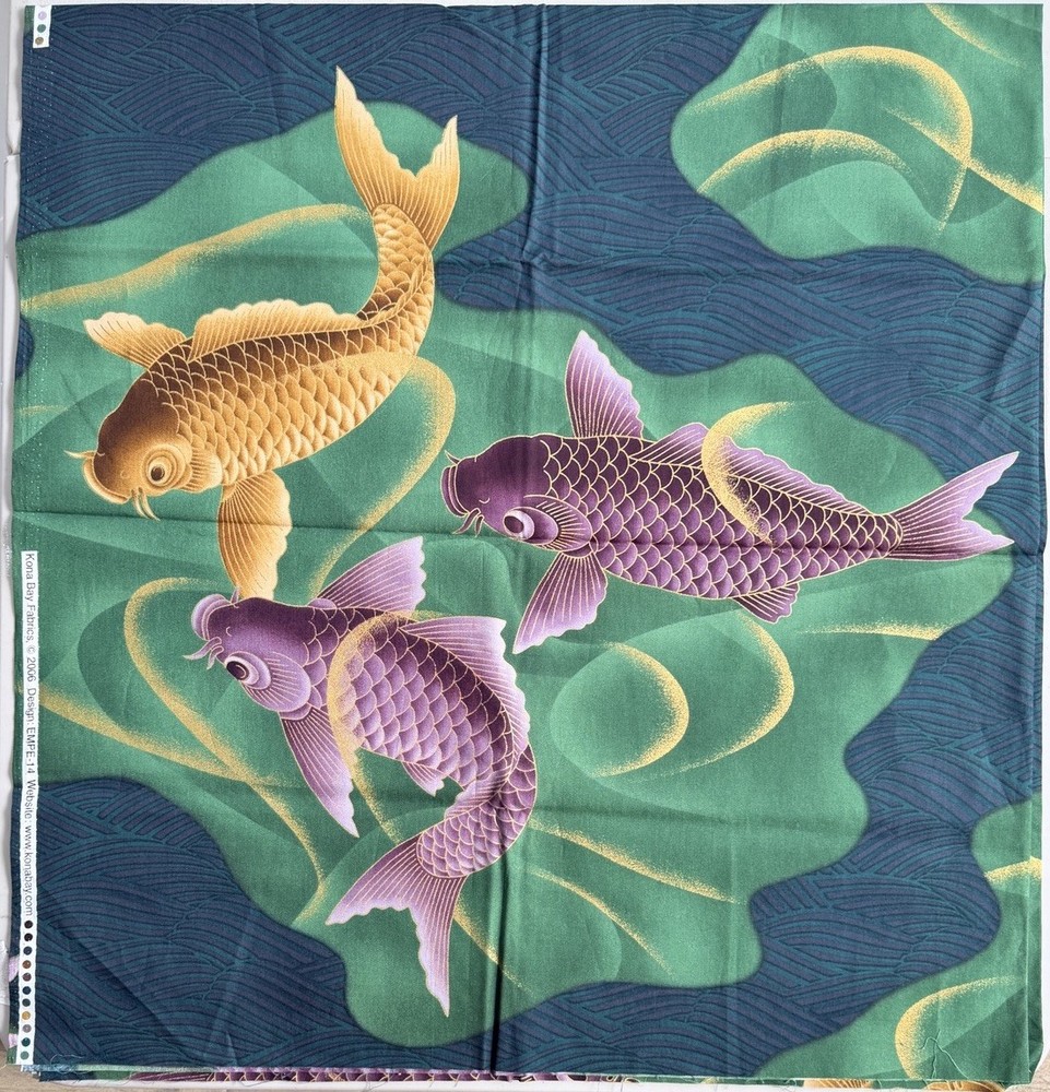 Kona Bay Fabric Asian Koi FIsh GORGEOUS 48″ x 44″*** 1 1/3 Yard
