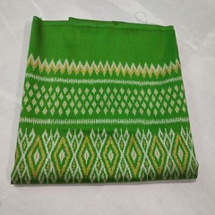 Thai Antique Silk Fabric Green Gold Silver Hand Woven100% (For Crafting)