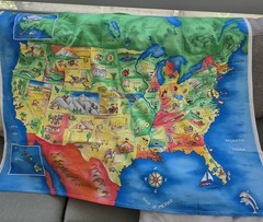 Fabric Traditions 2001 Map of The US America – 80cm X 125cm