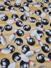 Sports Life Design #19495 Bowling 🎳 Fabric Unused Piece For Sewing Or Crafting