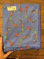 Truck Train Blue Fabric Sewing Quilting Kids Theme Cotton Measurements In Pics