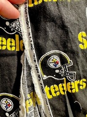 1994 Vintage Steelers Quilting Cotton Black Fabric logos. 19”x46” Piece Out #616