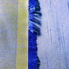 ROYAL BLUE YELLOW TWO TONE FAUX SILK POLY DUPIONI FABRIC 58″ DRAPERY BY THE YARD