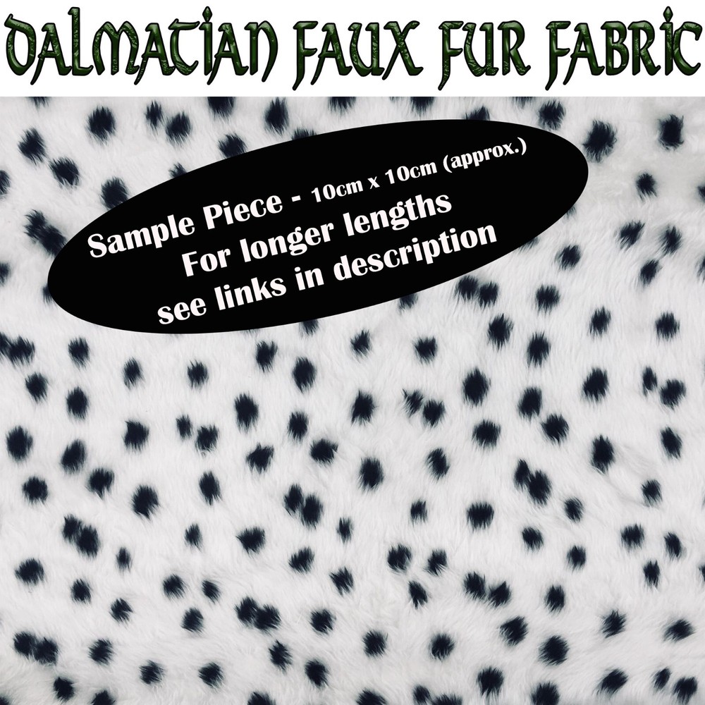 Dalmatian Fluffy Faux Fur Fabric 10cm x 10cm sample also sold by metre/yard