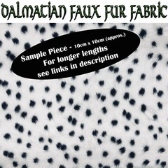 Dalmatian Fluffy Faux Fur Fabric 10cm x 10cm sample also sold by metre/yard