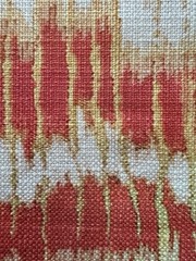 Flamestitch Ikat PolyCotton Blend Upholstery Fabric Gold Orange Coral Red 3 Yds