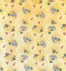 Peter Rabbit Fabric 43″W X BTY Yellow Flowers Birds Frederick Warne Vintage VGC