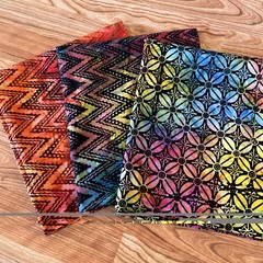 Colorful Rainbow Red Orange purple Zig Zag Dot Floral Geometric Batik 1.5 Y