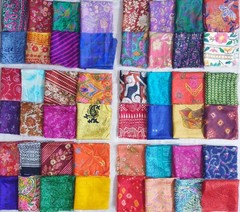 ABB Sari Silk Fabric Squares 30pcs 8″ Craft Quilt Decor Scrapbook Art Doll DS370