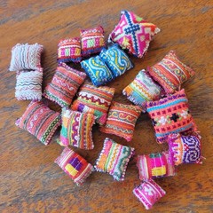 20 Set of Thai Hmong Embroidery Fabric Handmade Diy dollhouse Small pillows
