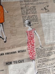 Michael Miller “Make it Work” Fabric with Images of Retro Dress Design Patterns