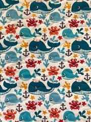 NAUTICAL WHALE’S TALE LIGHTHOUSE ANCHOR INFANT TODDLER QUILTED BLANKET 40″Wx47″L