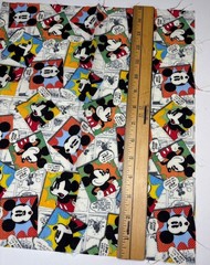 Disney Mickey Mouse Comic Strip Cotton Fabric 13″ x 15″ Multi-Color Retro Style