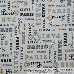 BonEful Fabric FQ Cotton Quilt Black Gold Cream Paris France Shabby Chic Cottage