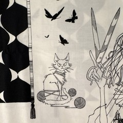Alexander Henry A Ghastlie Craft Sewing Novelty Black & White Fabric 1.5 yards