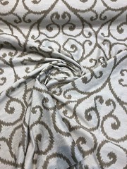 Scroll Baige Khaki Linen Cotton Drapery Upholstery fabric by the yard