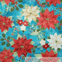 BonEful FABRIC FQ Cotton Quilt Blue White Winter Scenic Xmas Tree Forest Glitter