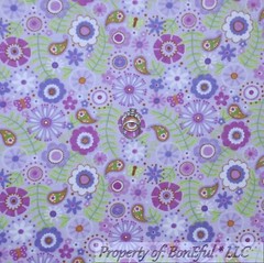 BonEful Fabric FQ Cotton Flannel Purple Green White Flower Paisley Butterfly Dot