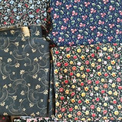 Mixed 10 Lot Cotton Fabrics Pieces Dark Tone Mostly Floral Prints 1 LB
