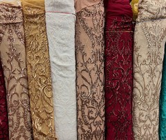 Esmeralda WHITE Sequins on Mesh Lace Fabric by the Yard – 10102