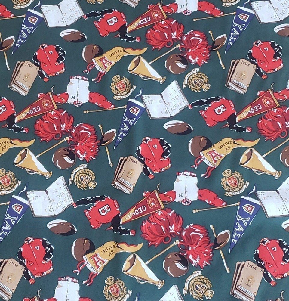 1/2 yard cotton 4 oz twill fabric CHEER SQUAD retro preppy ivy league college