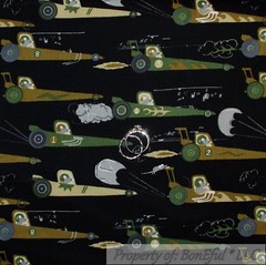 BonEful Fabric FQ Cotton Quilt VTG Black Green Old Army Drag Race Car Stripe Boy
