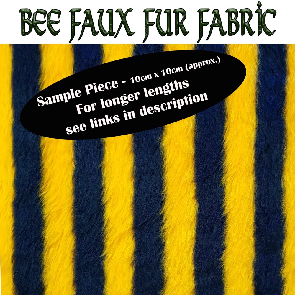 Bee Stipe Fluffy Faux Fur Fabric 10cm x 10cm sample also sold by metre/yard