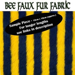 Bee Stipe Fluffy Faux Fur Fabric 10cm x 10cm sample also sold by metre/yard