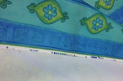 PREMIER PRINTS WHIMSICAL FLOWER STRIPE TURQUOISE GREEN FABRIC BY THE YARD 54″W
