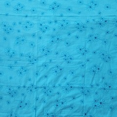 Blue Floral Embroidered Fabric Cotton? Stitched Daisy Flowers Spring 55×78 Boho
