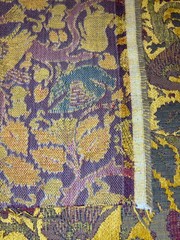 Vtg Chenille Upholstery Fabric Renaissance Medieval Style Animals/Bird-2 3/8×48”