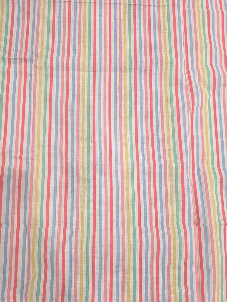 Vintage Unbranded Lightweight Striped Cotton Pastel Fabric 3yds x 45″W