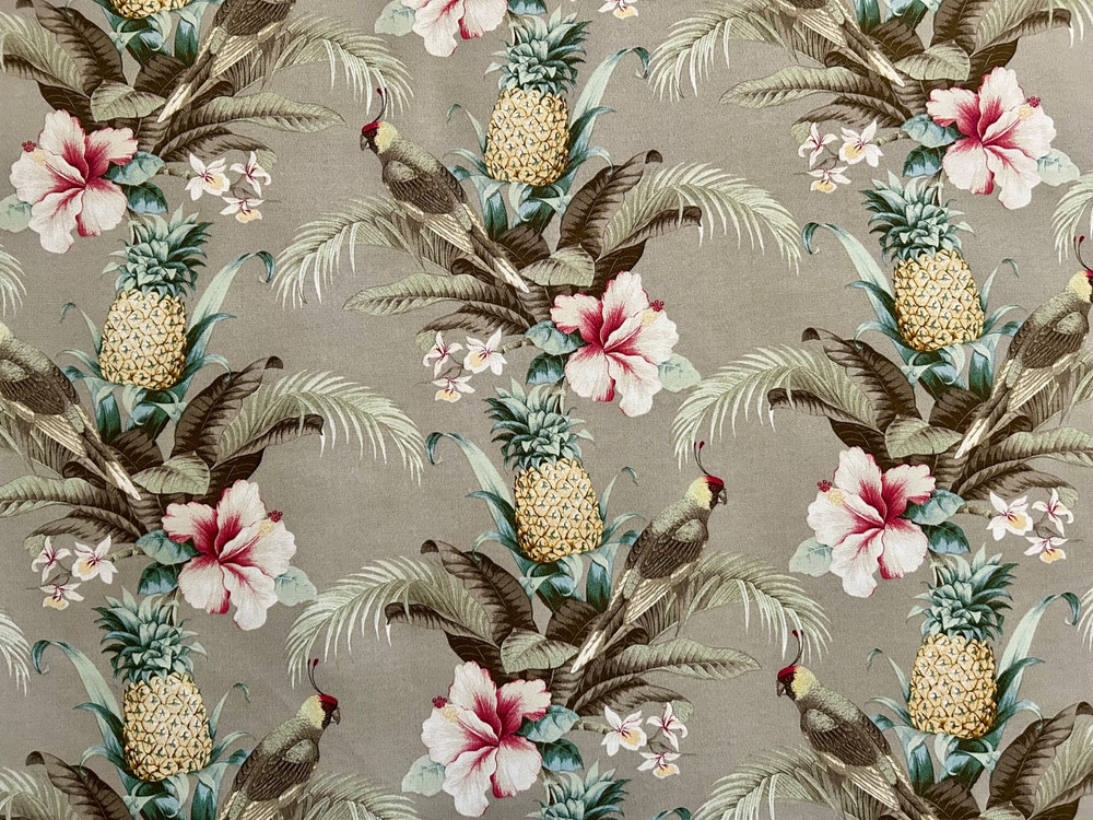 TOMMY BAHAMA Fabric TANGELO Beach Bounty Pineapples Hibiscus Tropical Birds 1 YD
