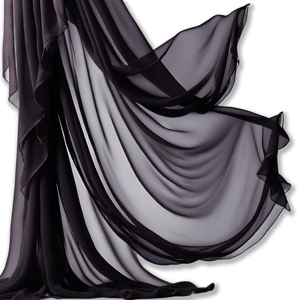 Barcelonetta Black Chiffon Fabric – 5 Yards for Halloween Decor & Events