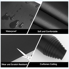 Black Waterproof Faux Leather Fabric Boat Upholstery Marine Vinyl 54″ Wide