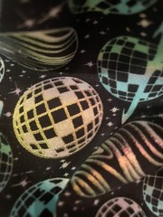 Pop! Holographic Disco Planets Interlock Knit Fabric Cotton Spandex 1 Yd 33’’