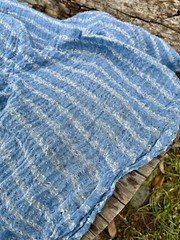Indigo Blue Textured Sheer Linen Fabric | 3D Cotton | 2 Yards.