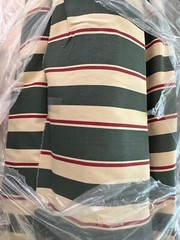 Vintage Laura Ashley Regency Stripe – green. 4 yards plus 2 yards red paisley
