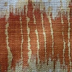 Flamestitch Ikat PolyCotton Blend Upholstery Fabric Gold Orange Coral Red 3 Yds