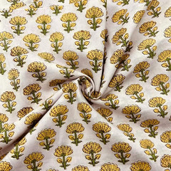 ® Cotton Fabric India Hand Block Print Floral Fabric Ideal for Dress Making, Cra