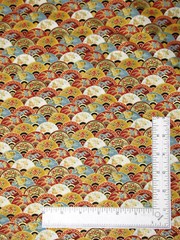 Asian Inspired Fabric 32″ Length Scallop Gold Accents Cotton by Hi Fashion C7603