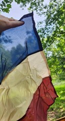 NEW 2 Tea Stained Patriotic Fabric Panels 19.5 FT -Railing, Arch, Parade, Events