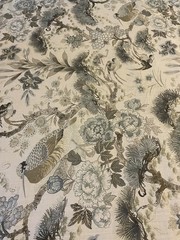 Scalamandre Shenyang Linen Fabric Print Parchment Bird 1.5 Yards+
