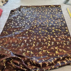 Chocolate Brown with Butterflies Moths – Faux Silk Brocade Jacquard Fabric 3+Yds