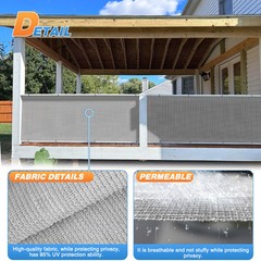 6′ Fabric Roll Sun Shade Cover Fence Screen Patio Balcony Yard Gray 1-150ft