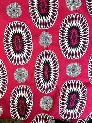 Veritable Real Wax AS Hollandais Fabric 1 Yd 32″ Red Black Ethnic Medallions