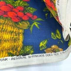 1+ Yard Vintage House N Home Fabrics Fruit Baskets Blue Red Bark Cloth Cotton