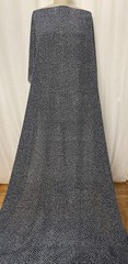 100%French Silk Georgette Navy Blue Off-White Pin Dot Fabric By The Yard 44″Wide